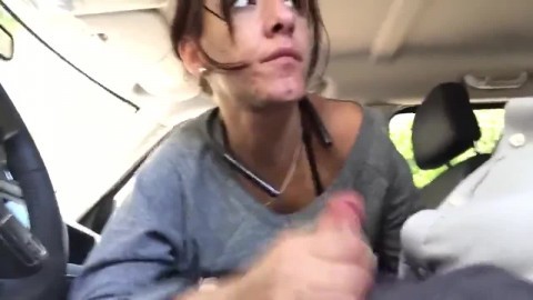 CAR BLOWJOB CUM IN MOUTH Teen Whore Finishes Blowjob and Sucks Sperm - PROSTITUTE CAR CUMSHOT BJ