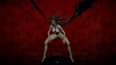 Lilith, slim succubus dancing hot in the dungeon