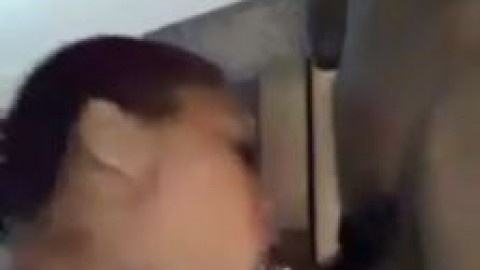 Short hair black GF gives nice deepthroat blowjob