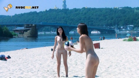 Hot nudist girl filmed by a voyeur with a hidden camera