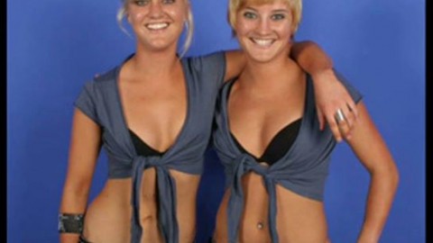 Identical Lesbian Twins posing together and showing all...