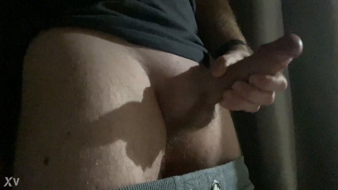 Hard British big cock, explodes out of grey gym pants, ready to fuck