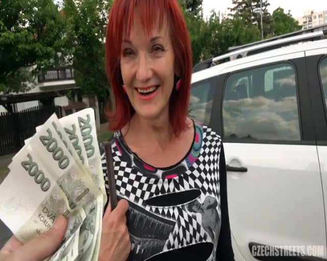 Czech Streets 111 Mrs Irena loves money and cocks