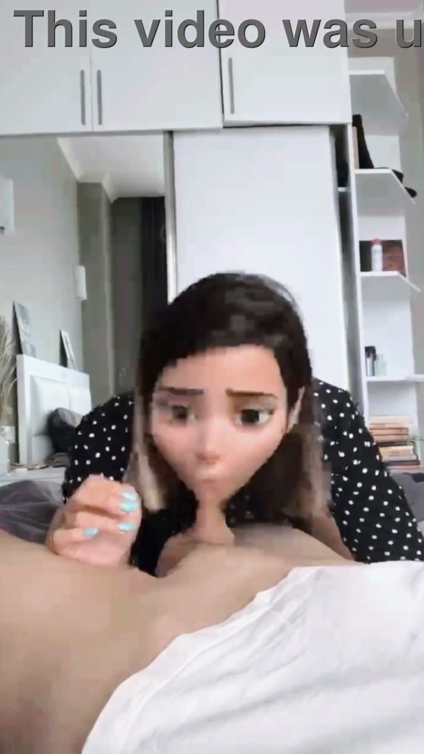 Hottie swallows cock and jumps on it with a Disney princess filter